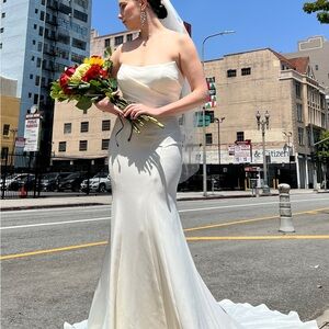 Pronovias White Strapless Wedding Dress